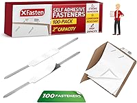 XFasten 2-Inch Self-Adhesive Prong Fasteners (100-Pack) - Strong Adhesive File Folder Fasteners for Reports, Charts & Thick Documents