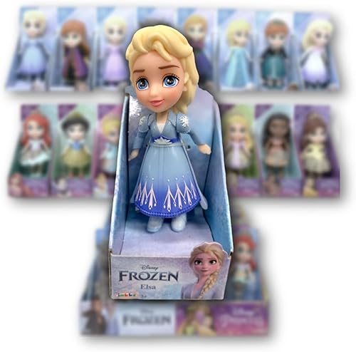 Miniatura 3 de Amarina Empaquetado en caja transparente para regalo, mini muñeca de 3.5 pulgadas, a elegir entre los 14 personajes de Frozen de estilo (azul ELSA)