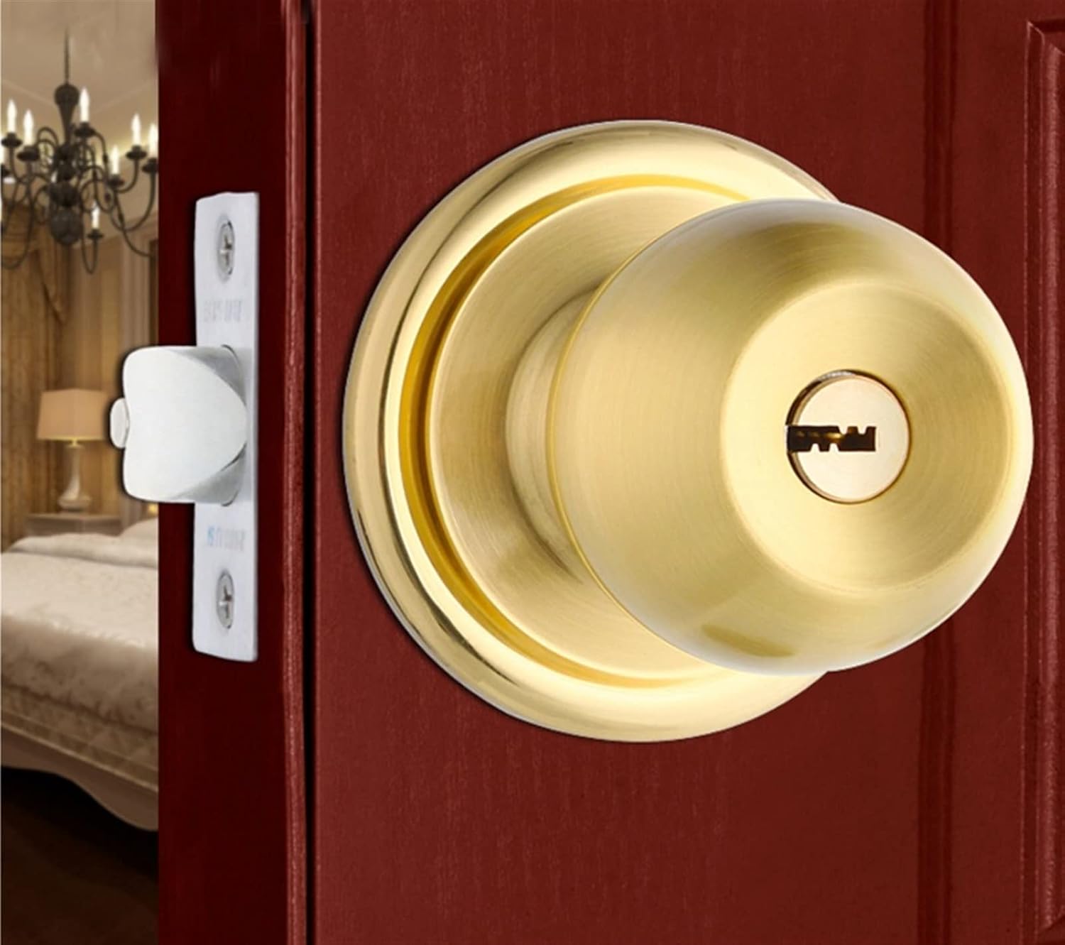 Handle Door Lock Knob with Keys for Bedroom Women Bag Dress Shop Door Hardware DIY Accessories 1Pcs (Color : Bronze)