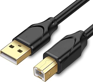 プリンターケーブル USB 2.0ケーブル USB-A（オス）to USB-B（オス）金メッキコネクタ伝送安定、プリンタ、ファクシミリ、スキャナ、多機能一体機をサポートする（ブラック）