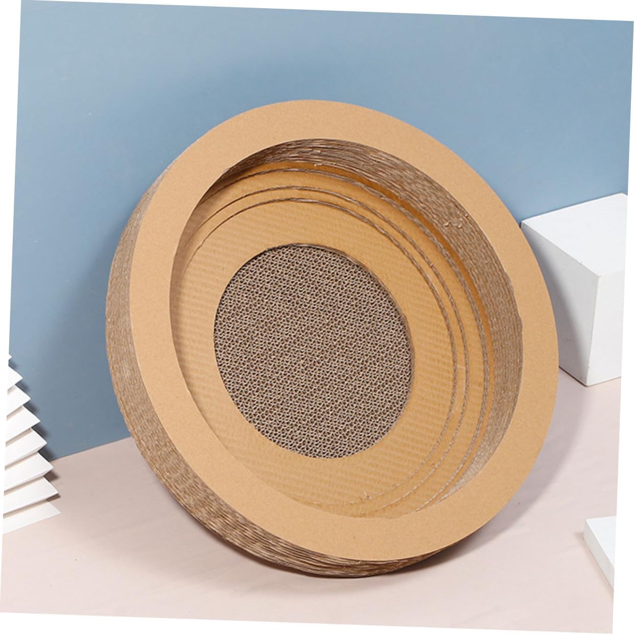 1Pc Creative Corrugated Cat Scratching Post Bowl Shaped Cat Scratch Board Thick Design for Cats Durable Light Brown Cat Scratching Supplies
