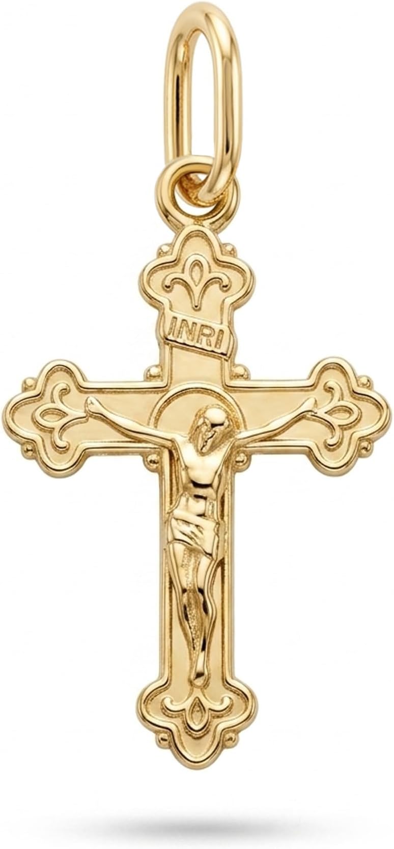 Gold Crucifix Charm - 10 Karat Solid Gold - Cross Charm - Religious Cross Jewelry