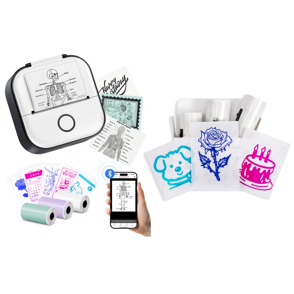 Memoking Schwarz T02 Mini Drucker Mini Thermodrucker Aufkleberdrucker