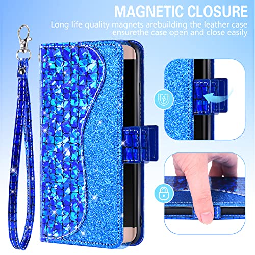 Asuwish SAMSUNG-S7-EDGE-LSSFQB-US Phone Case For Samsung Galaxy S7 Edge Wallet Cover With Screen Protector And Flip Card Holder Bling Glitter Stand Cell Glaxay S7Edge Gaxaly S 7 Plus Galaxies Gs7 7S 7Edge Women Girls Blue thumb #4