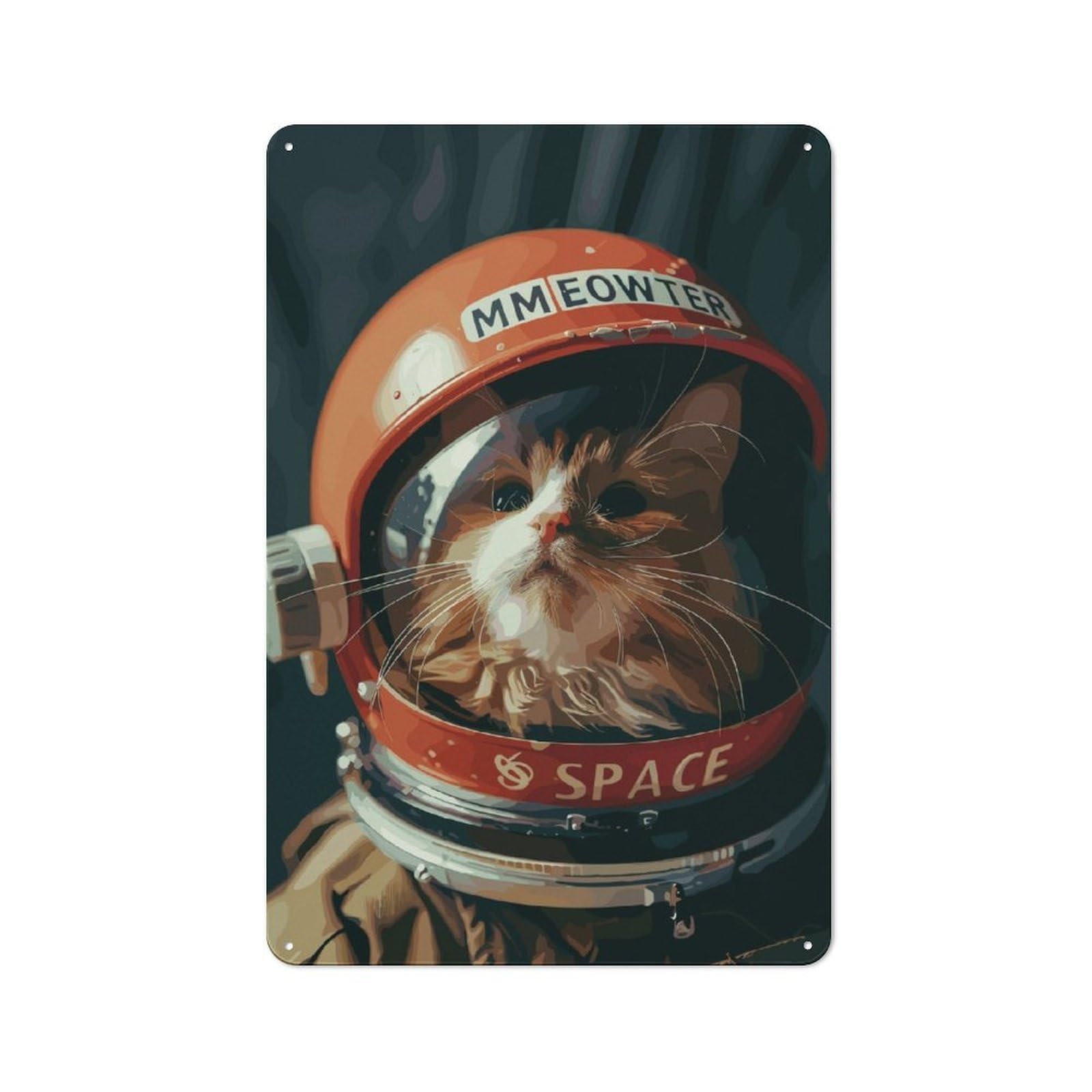 Junmoney Cat Astronaut Vintage Tin Sign 30X20cm With For Guest Room Or Hallway, For Themed Room Decoration, For Vintage Wall Decor Fans