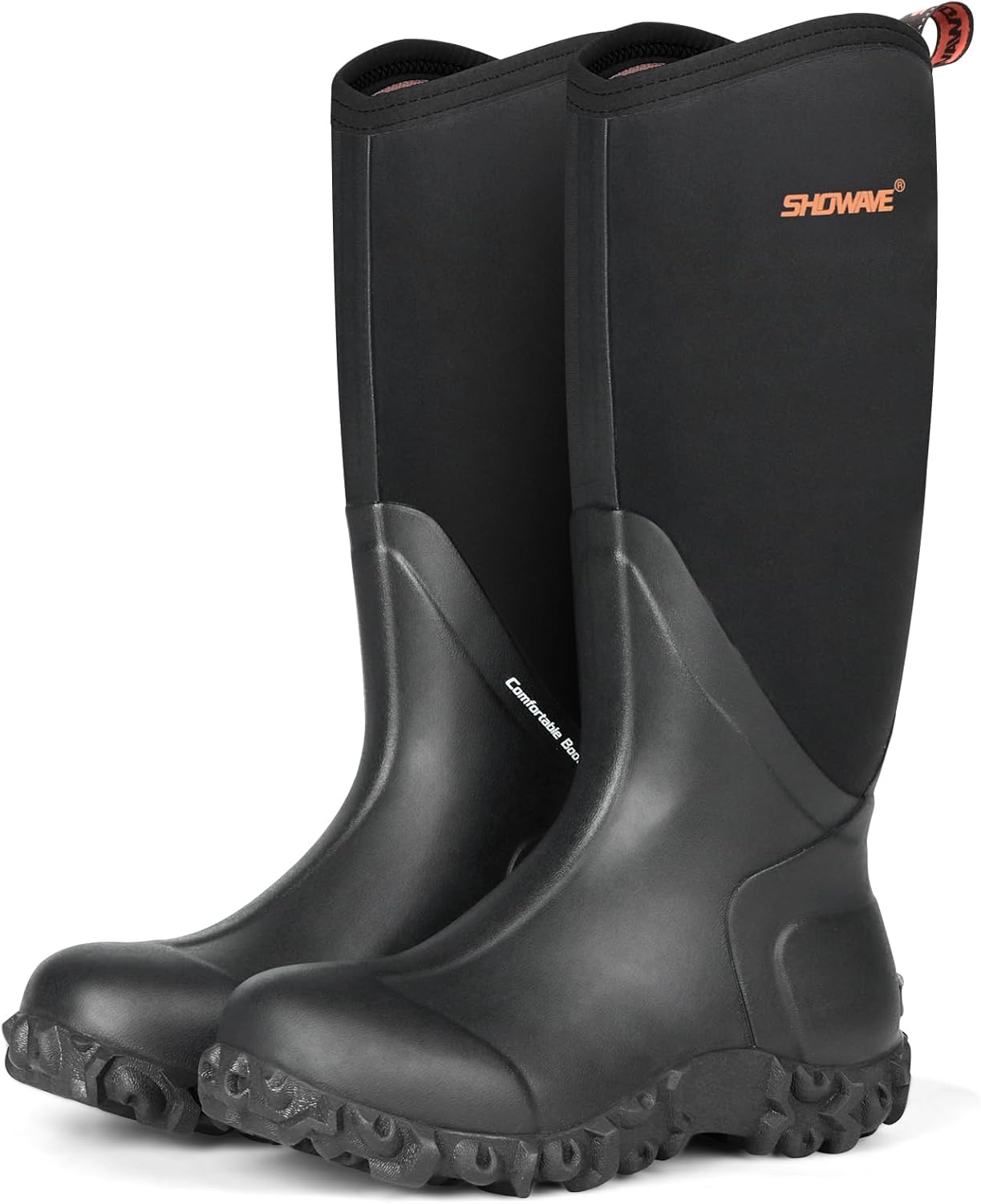 Showave Women's Rain Boots Tall Insulated Rubber Boots for Women Neoprene Waterproof Boot Durable Mud Boot for Gardening Farming Fishing