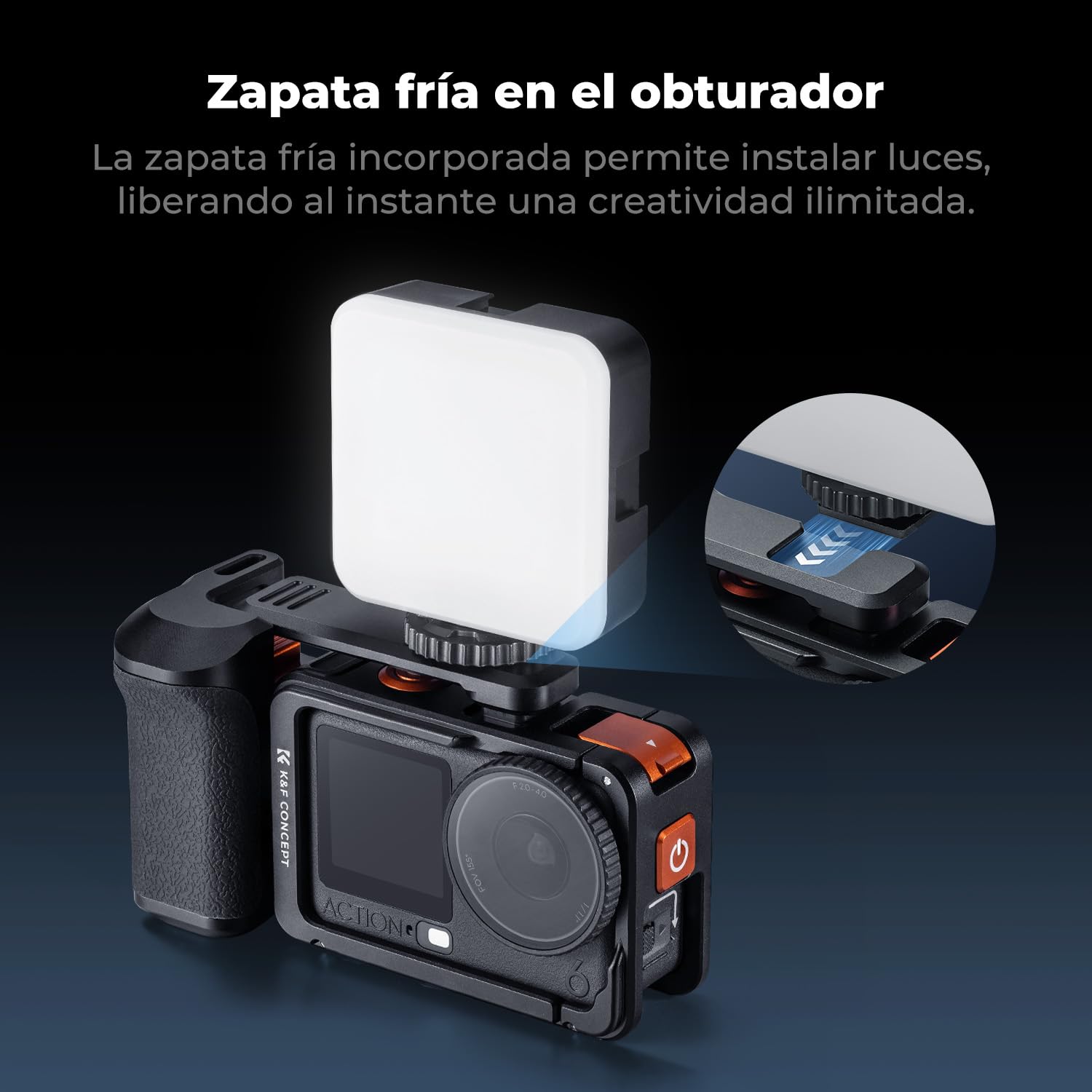 K&F CONCEPT Kit de Agarre Urbano con Jaula, Soporte empuñadura para cámara Compatible con dji Osmo Action 6, Agarre rápido con Obturador, Zapata fría, Accesorios acción cámara