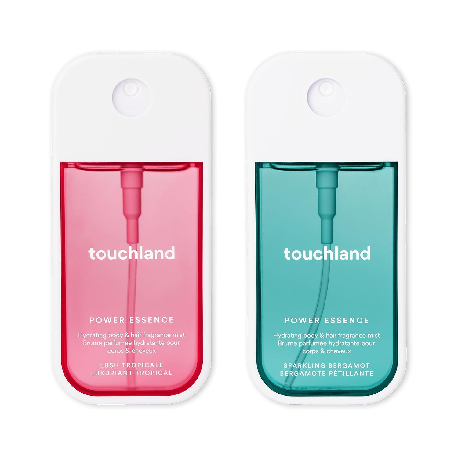 Touchland Power Essence Hydrating Body & Hair Fragrance, LUSH RADIANCE (Lush Tropicale + Sparkling Bergamot), 2 FL. OZ. Travel Size Body Mist (Set of 2)