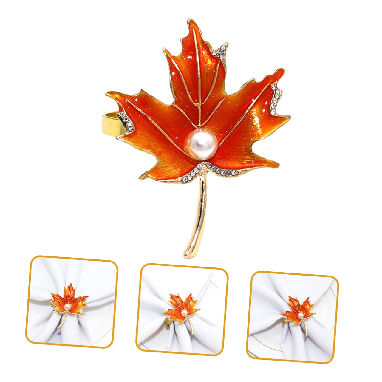 Cabilock 3 Set Portatovaglioli Per Il Del Ringraziamento Portatovaglioli Decorazione Autunnale A Forma Di Foglia Decorazione Per Tovaglioli 4 pezzi * 3