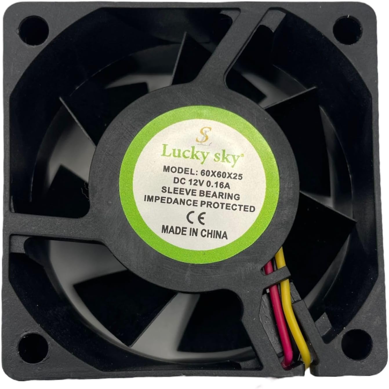 Lucky Sky Computer Case Fan DC 12V, 24V and AC 220V Cooling Fan for Computer case Silent Brushless Cooling Fan for Computer CPU System Heatsink Graphics and Multi use. (FAN 60MM X 60MM X 25MM 12V)