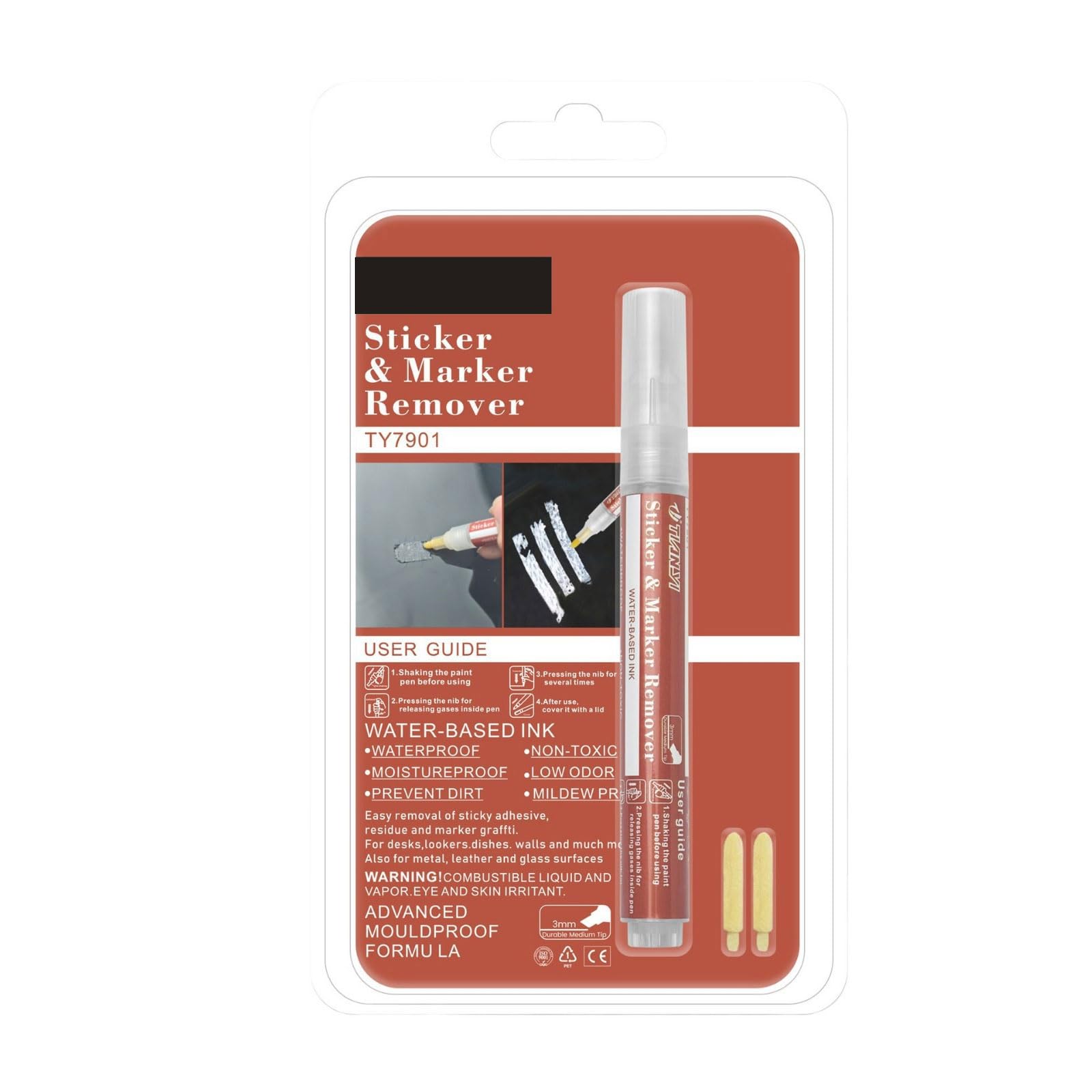 TENYELE Adhesive Remover Pen Sticker Remover Pen Adhesive Label Remover for Removing Label Adhesives Tape on Various Surfaces