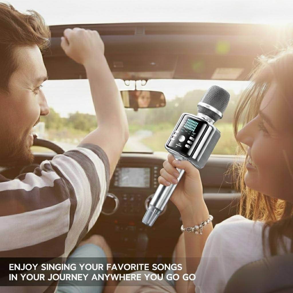 Professional Wireless Karaoke Microphone with Soundcard and Speaker,3 in 1 Bluetooth Karaoke Machine Featuring Surround Sound and Dynamic Pickup That Surpasses Ordinary Karaoke Microphones thumbnail