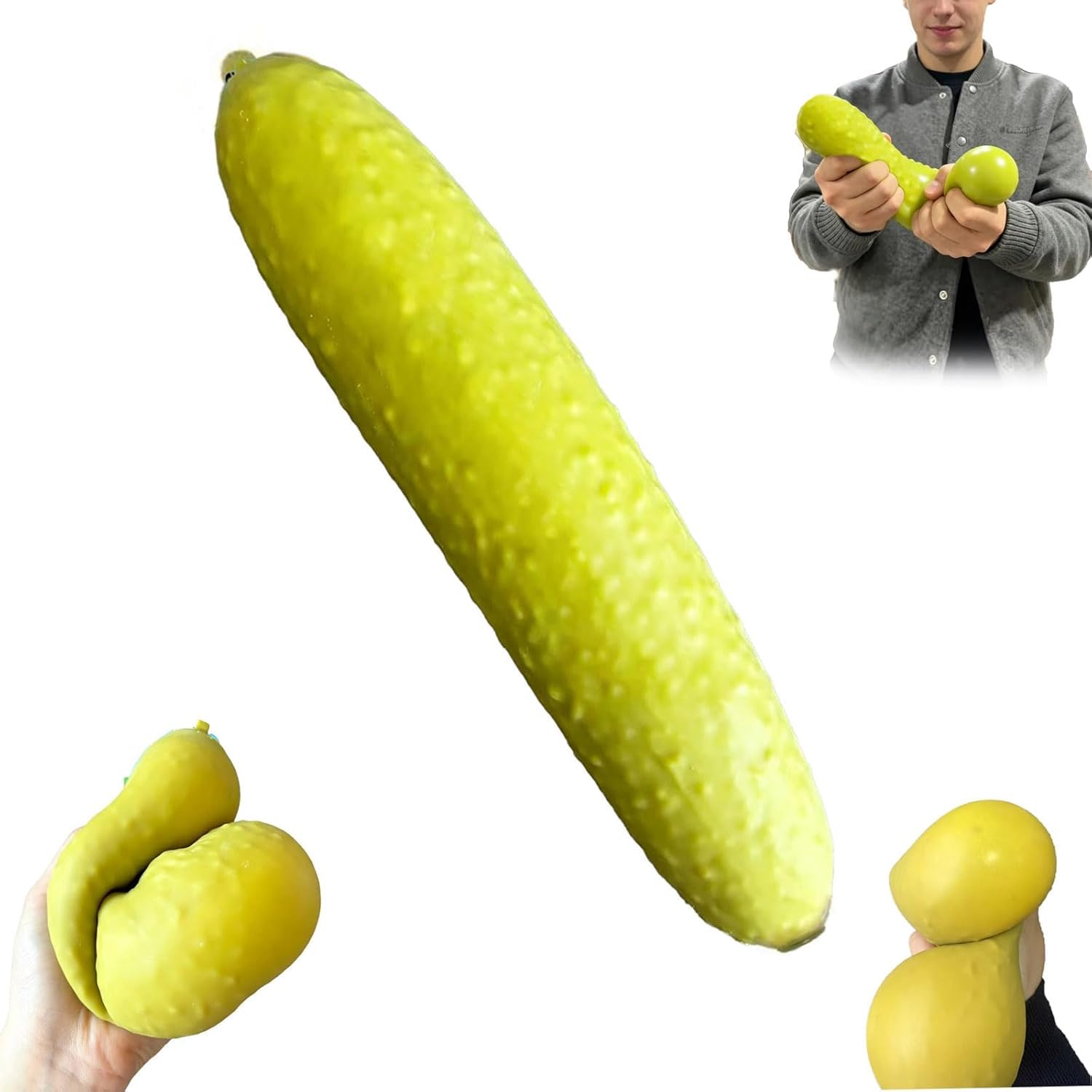 11in Giant Pickle Squishy, Jumbo Big Cute Realistic Stress Ball Soft Squishys Slow Rising Stress Ball for Anxiety Stress Party Favors (Giant Pickle)