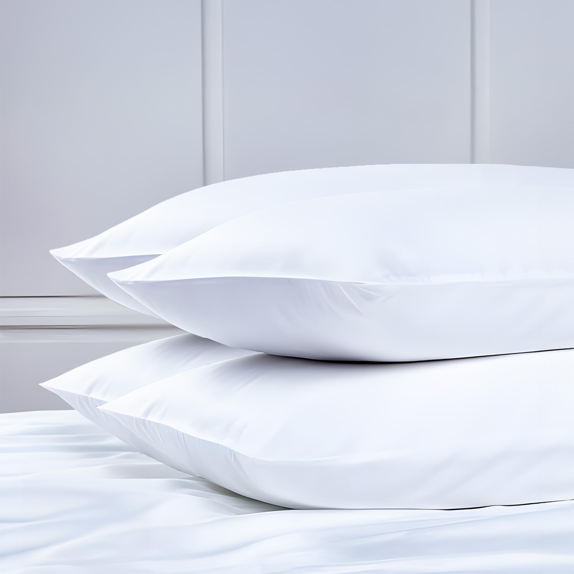 EverSoft Bedding 4 Pack Egyptian Cotton Housewife Pillow Cases 400 Thread Count Premium Hotel Quality Envelope Closure Sofa Bed Pillowcases Standard Size 50x75cm