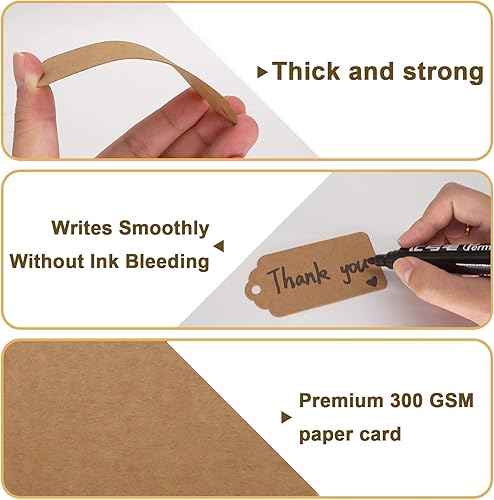 Miniatura 2 de Etiquetas de regalo con cuerda, 240 etiquetas de precio de papel kraft con agujeros para bolsas de regalo, manualidades, boda, baby shower,