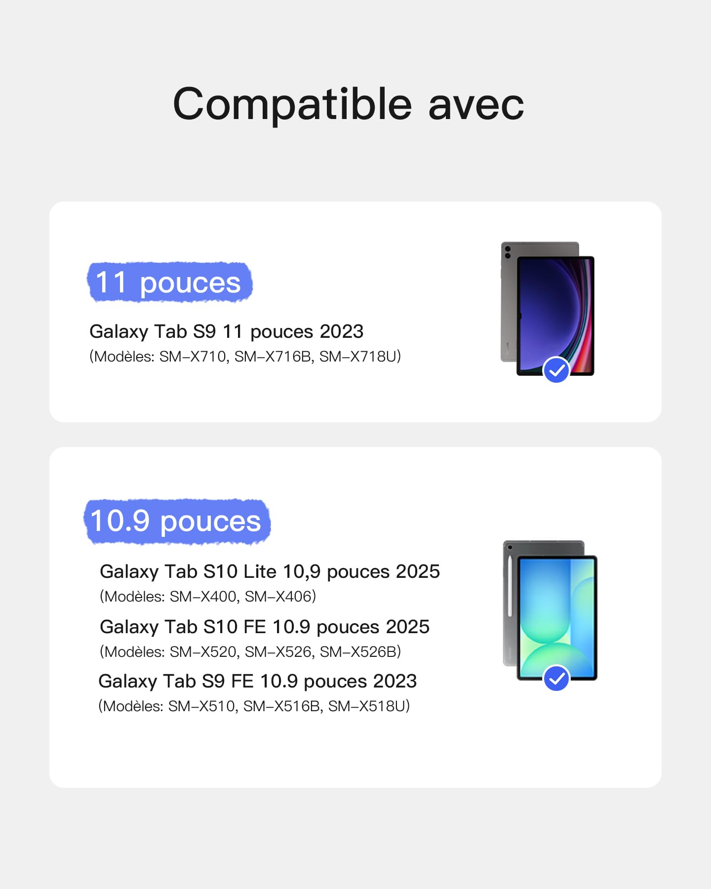 Inateck Étui Clavier Azerty Détachable pour Samsung Galaxy Tab S10 Lite/S10 FE/S9 FE 10,9"/S9 11", Clavier Bluetooth Magnétique avec Pavé Tactile, Portrait/Paysage, Support Stylet Intégré, N0064 Noir