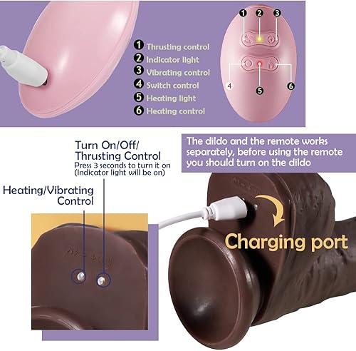 Miniatura 6 de Consolador de empuje negro de 8.6"