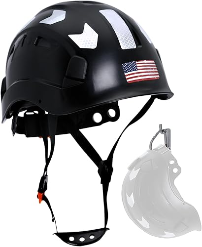 AOLAMEGS Casco de seguridad para construcción ANSI Z89.1 Tipo - Casco de seguridad aprobado por la OSHA con correas para la barbilla, ligeros,