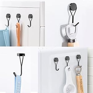 Lokediren 18Lbs 180 Heavy Duty Magnetic Hooks, Super Strong Cruise Ships Magnetic Hook for Hanging, Grill, Kitchen, Refrigerator, Wreath, Keys Holders, Towel-4 Pack(Black)