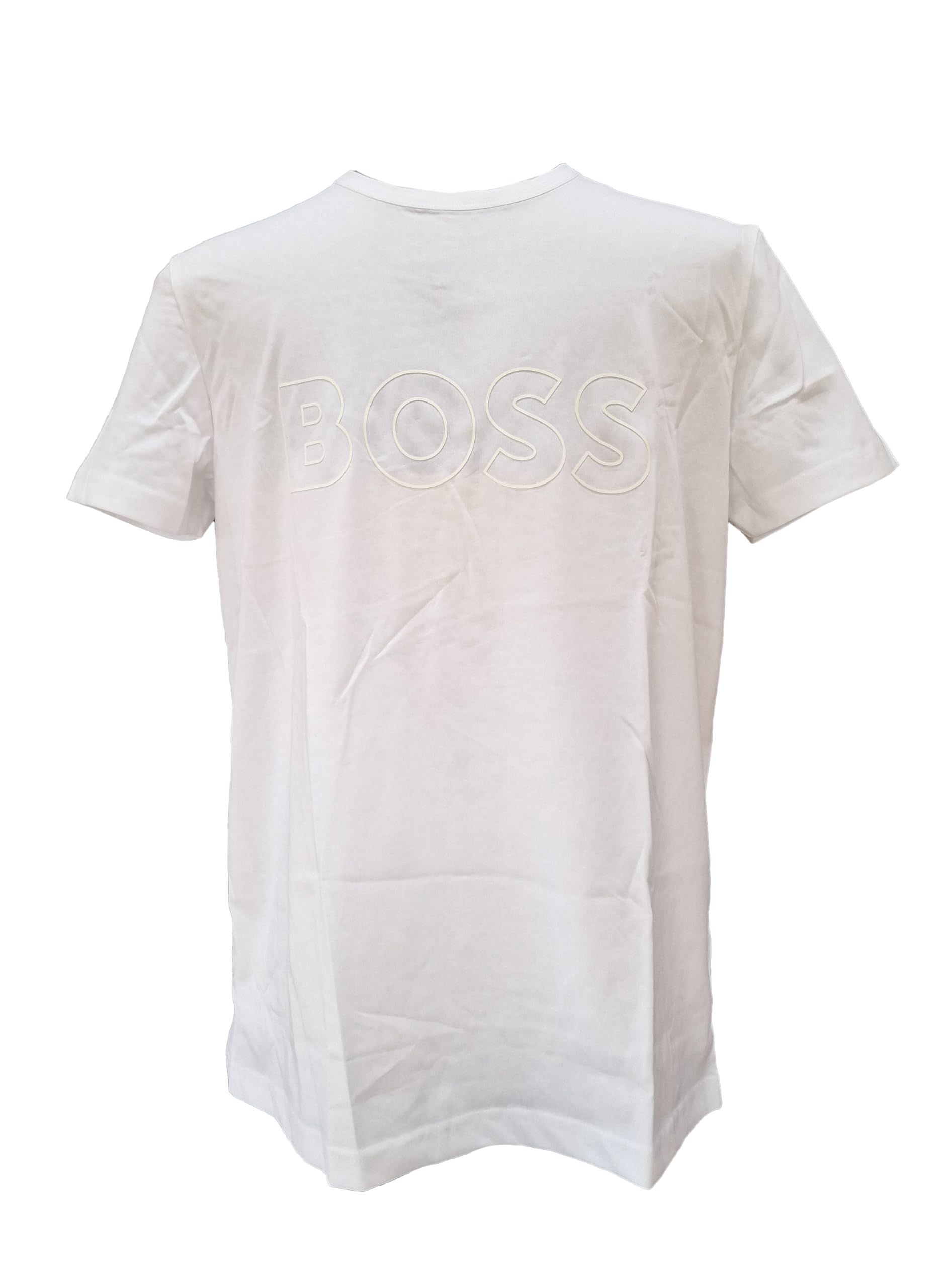 BOSS Men's Teebo Logo Printed Jersey T-Shirt Top (UK, Alpha, XL, Regular, Regular, White)