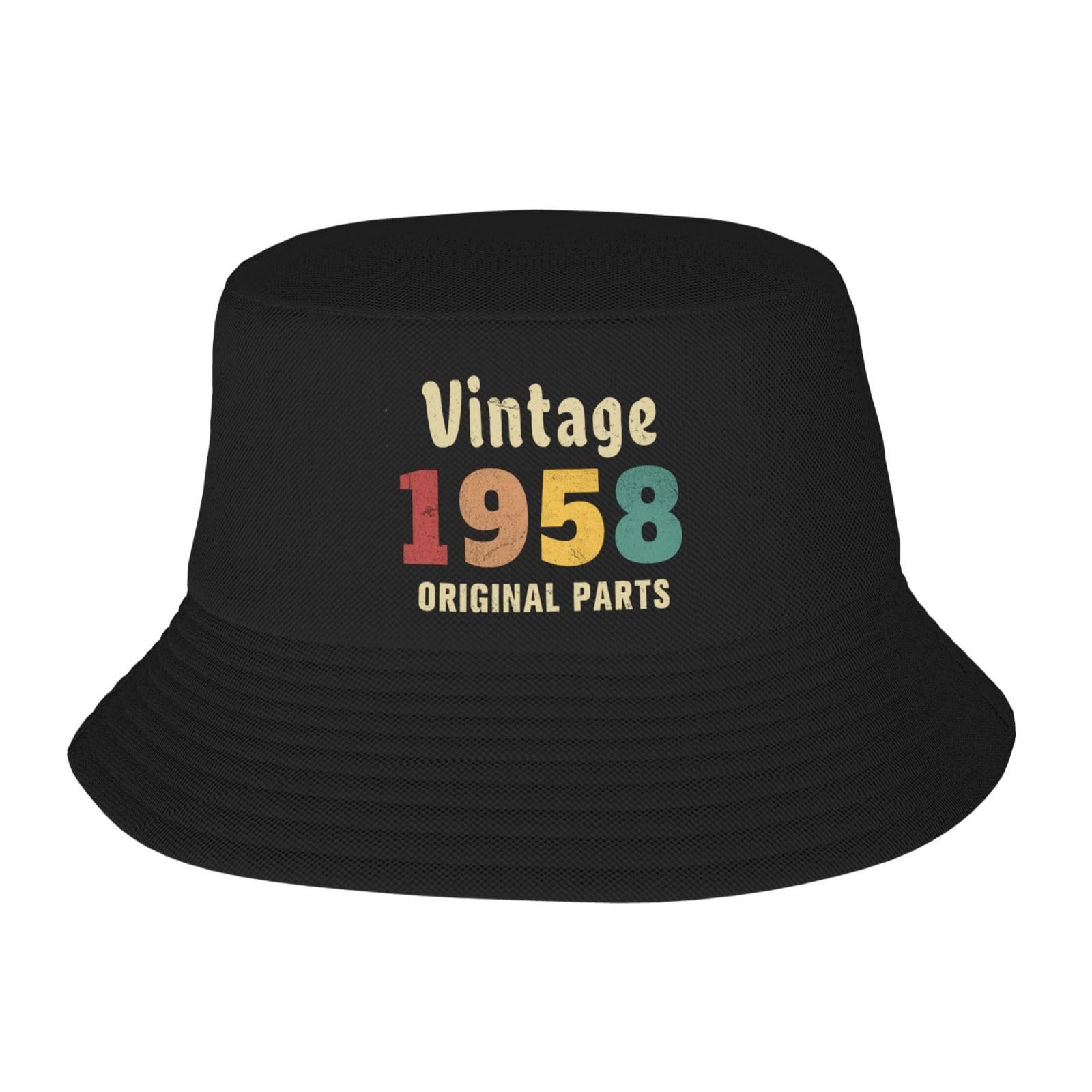 Bufhje Unisex As Pic Vintage 1958 Original Parts Bucket Hats Double-Woven For Women/Men Adult Fisherman's Hat Sun Cap Packable Outdoor Fisherman Hat Black