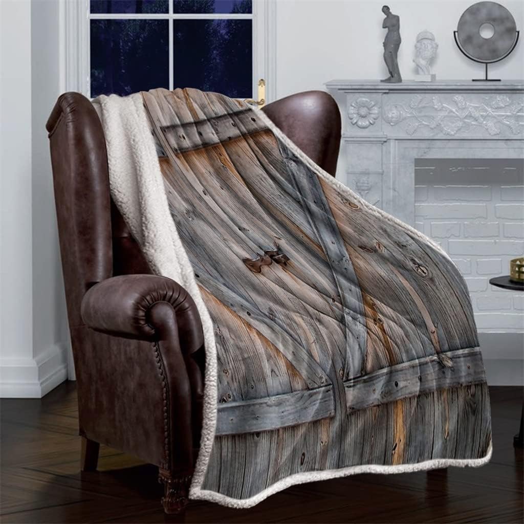 Winter Cashmere Blanket Wood Grain Barn Door Lock Bedspread Coverlet Travel Throws Fleece Throw Wrap