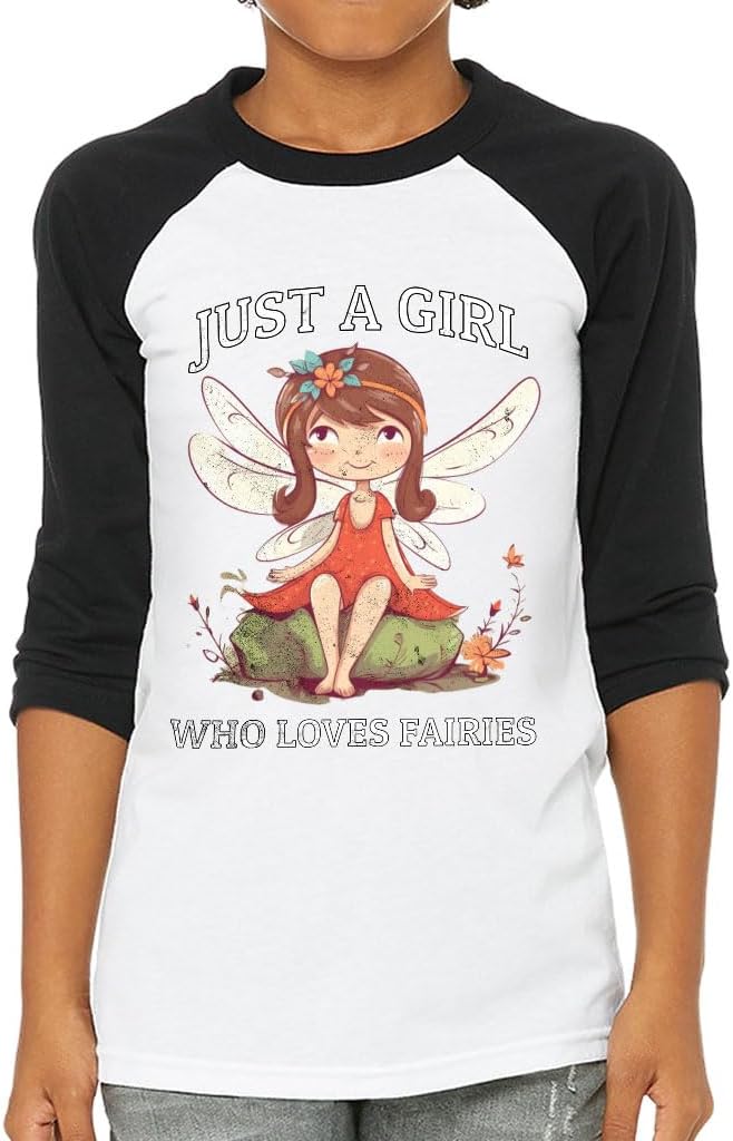 Fairy Design Kids' Baseball T-Shirt - Kawaii 3/4 Sleeve T-Shirt - Graphic Baseball Tee
