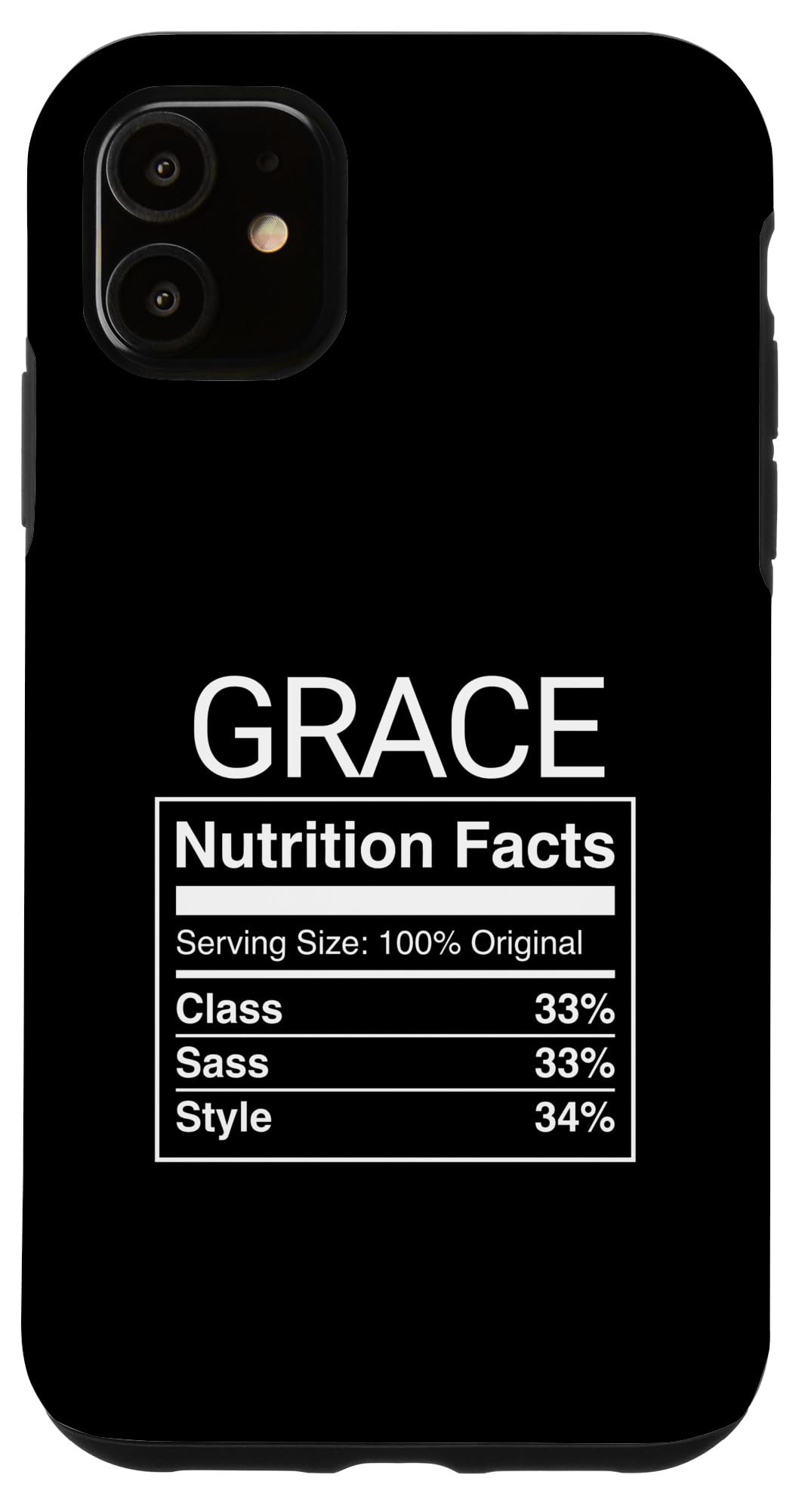 Grace Nutrition Factsクラス サススタイル おもしろ名前 パロディ スマホケース iPhone 11 用