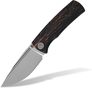 Petrified fish PFP01X Beluga,2.99" 14C28N Sand blasting Blade,95.6g G10 Hande Front Flipper Liner lock Folding knife (Sand blasting, Orange Gmascus) - Petrified fish