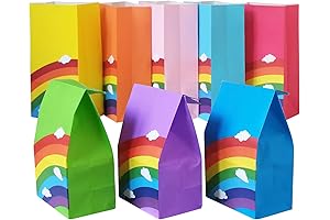 Rainbow Party Favor Paper Bags for Llama-Themed Festivities