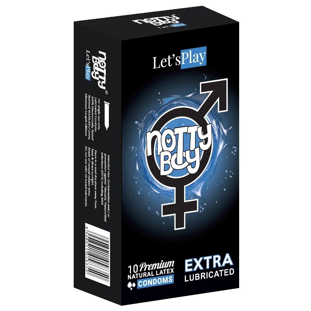NOTTY BOY Lets Play Extra Lubricated Condoms For Men - (Pack of 1, 10 Pieces) | Smooth Silky Surface | Reduced Friction | Enhanced Sensation | Increased Comfort-image-32