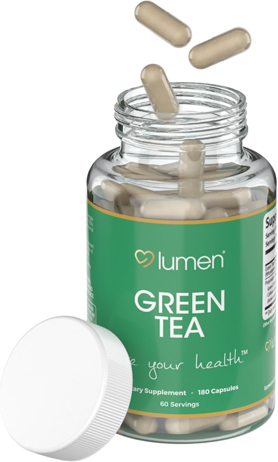 Lumen Naturals Green Tea Supplement Blend for Women - Green Coffee Bean - 180 Count - 60 Servings