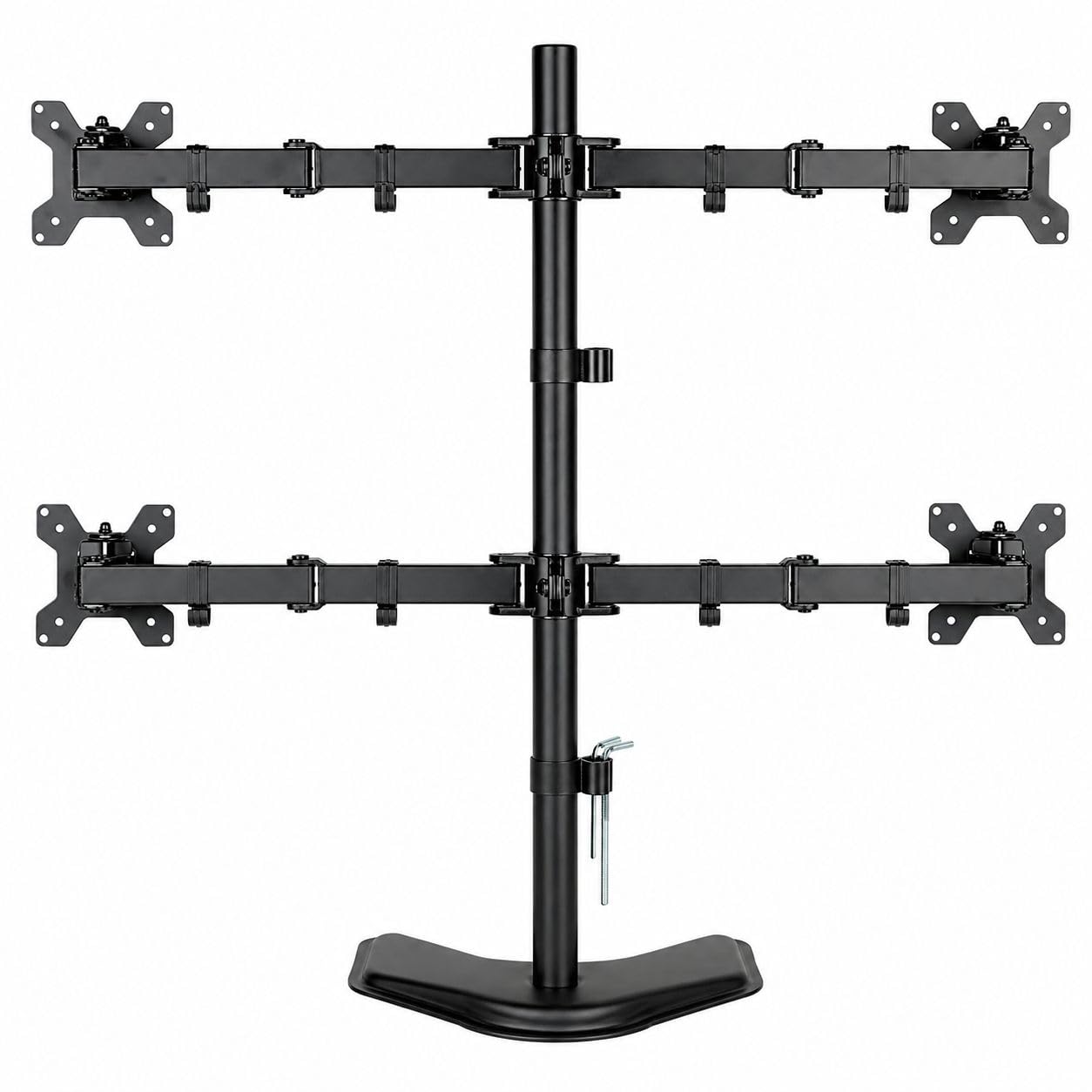 Techly 027590 Supporto da Scrivania per 4 Monitor 13-27" con Base Nero