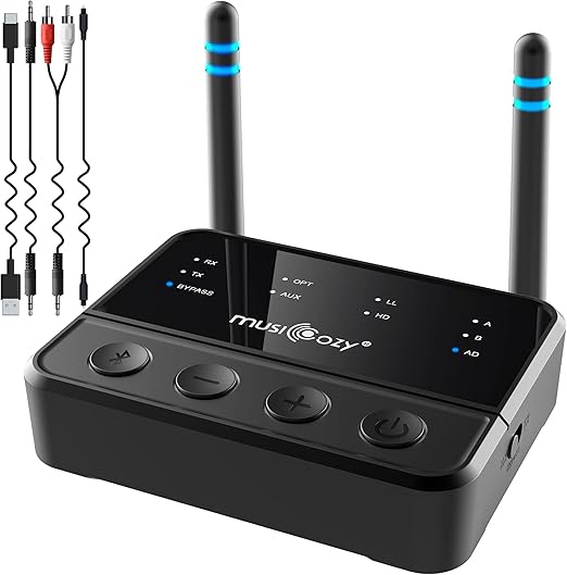 MUSICOZY Bluetooth 5.2 Transmitter Receiver, Aux Adapter HiFi Equipment with Volume Control