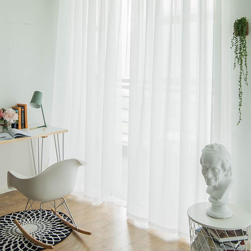 HAOLY Bedroom Ultra Soft Voile,semi Sheer Window Drape,Window Treatment,Tulle for Window Decor 1pcs White 350x270cm(138x106inch)