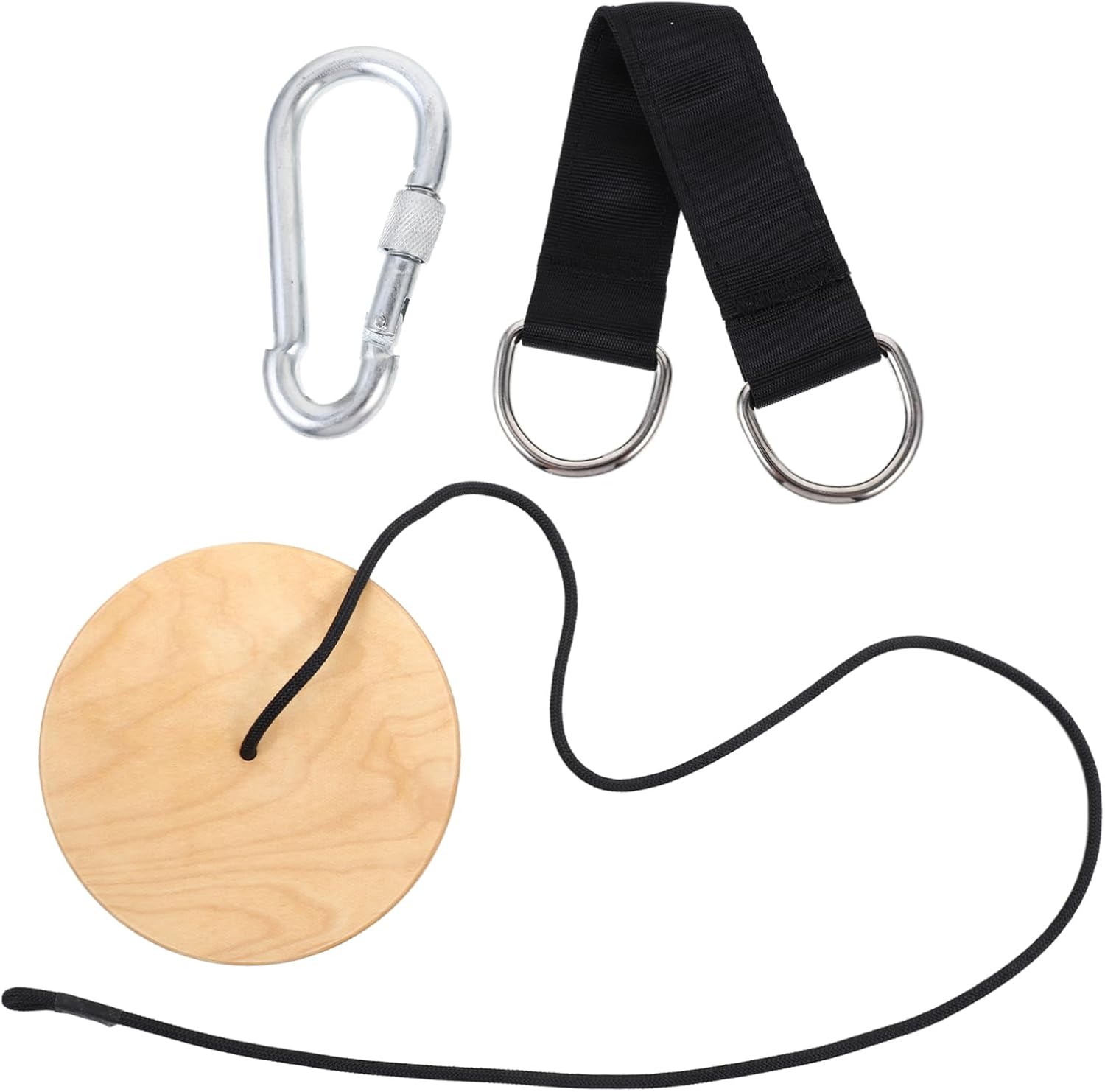 Yardwe Outdoor Wooden Disc Swing Thickened Wood Hanging Seat with Heavy Duty Braided Rope for Comfortable Design for Backyard Fun Height for All Ages