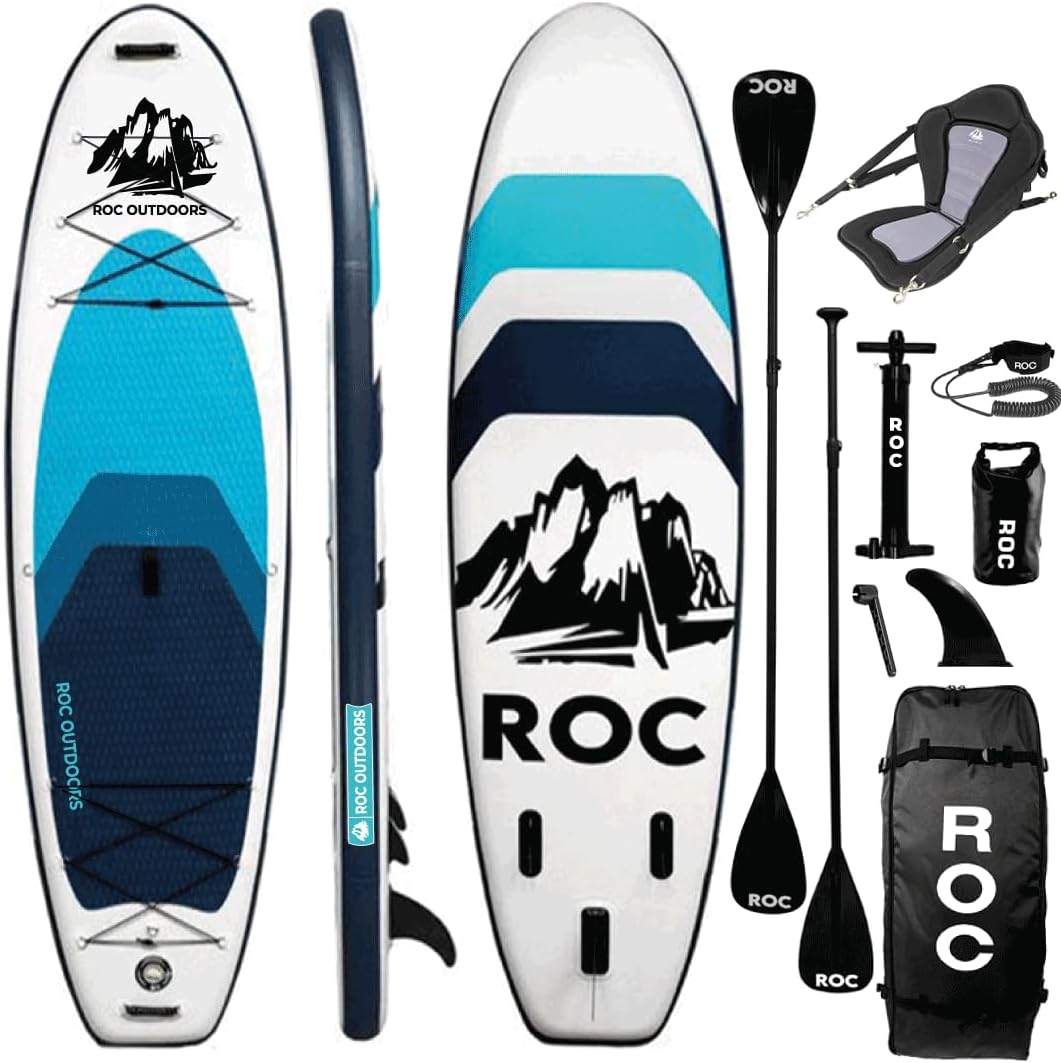 Roc 10'6" Inflatable Stand Up Paddle Board - Wide Stable SUP with Premium Accessories, 350lbs Capacity for All Skill Levels