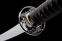 Vista 6 de Espada Katana Tradicional Forjada a Mano con Templado de Calor/Arcilla Verdaderas Katanas de Acero al Carbono 1060/1095 T10, Afilar, Espiga