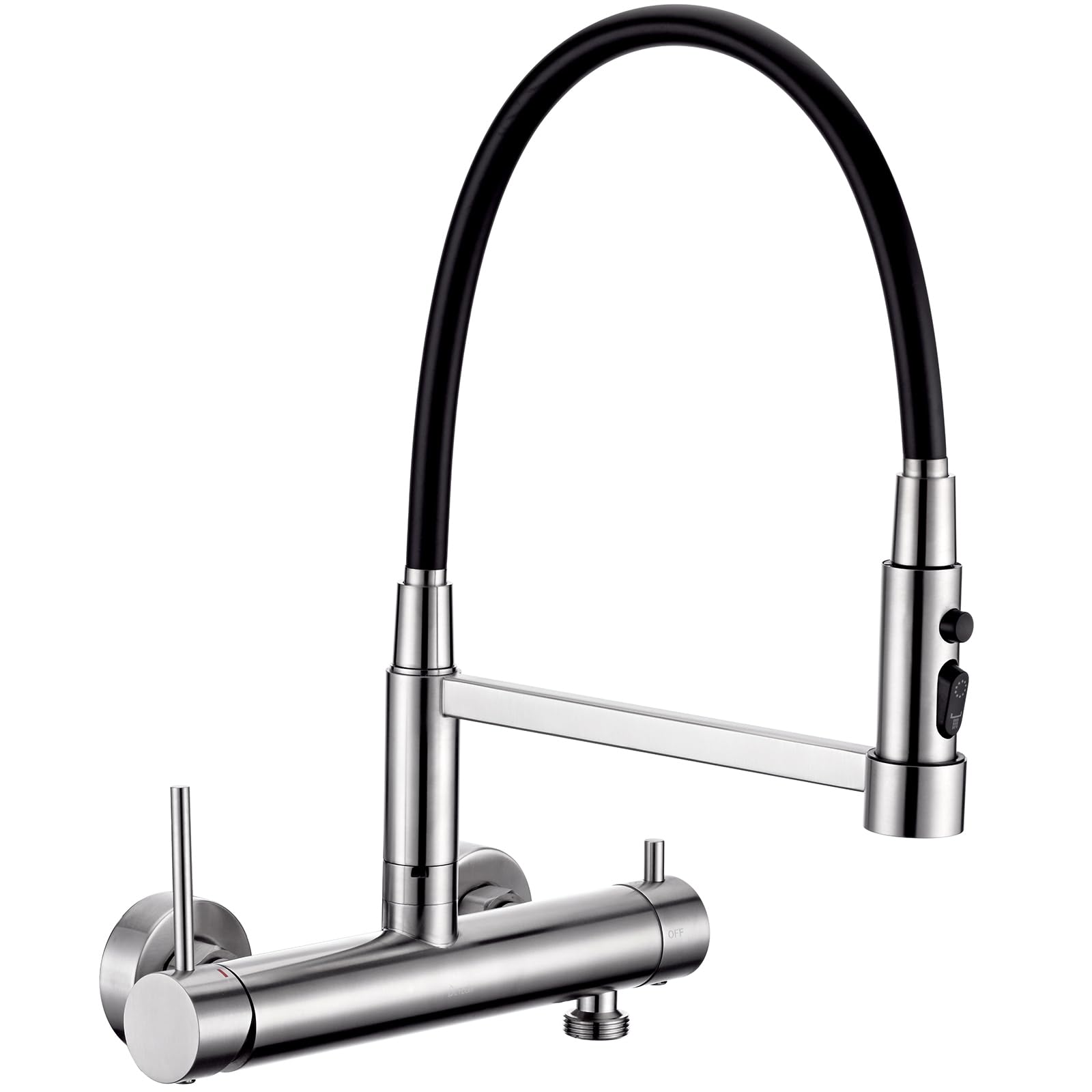 Wall Mounted Kitchen Tap with 3/4 Inch Connection for Dishwasher/Washing Machine, Stainless Steel Wall Tap Kitchen with 3 Jet Types, Kitchen Tap with Flexible Spout (Total Height 385 mm-image-44