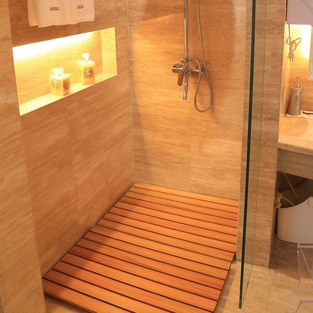 Tapis de bain en bois massif 53x83 cm pour douche et plancher