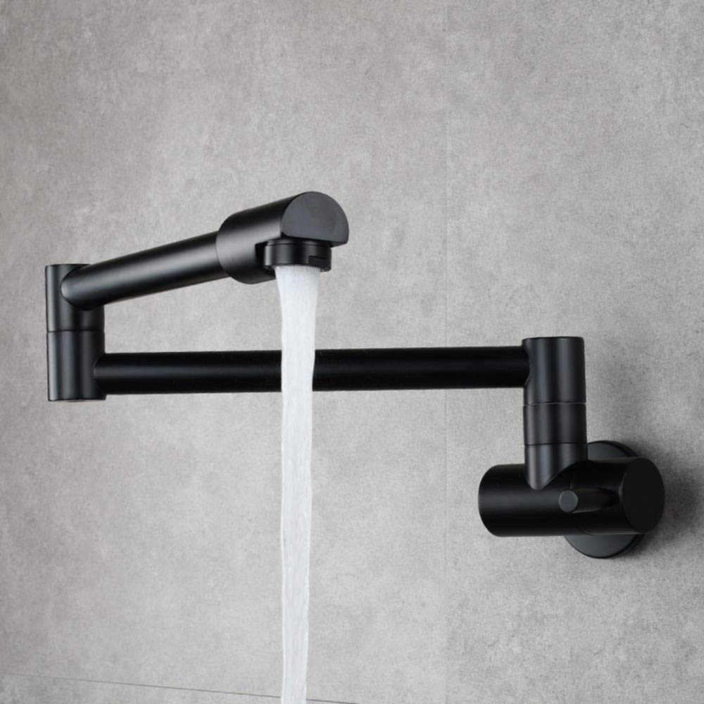 ZYCHSJXA Taps for Kitchen Pot Filler Wall Mounted, 360 Swivel Universal Cold Water Tap Single Handle Multi-Function, Faucet Sinks Tap-Black
