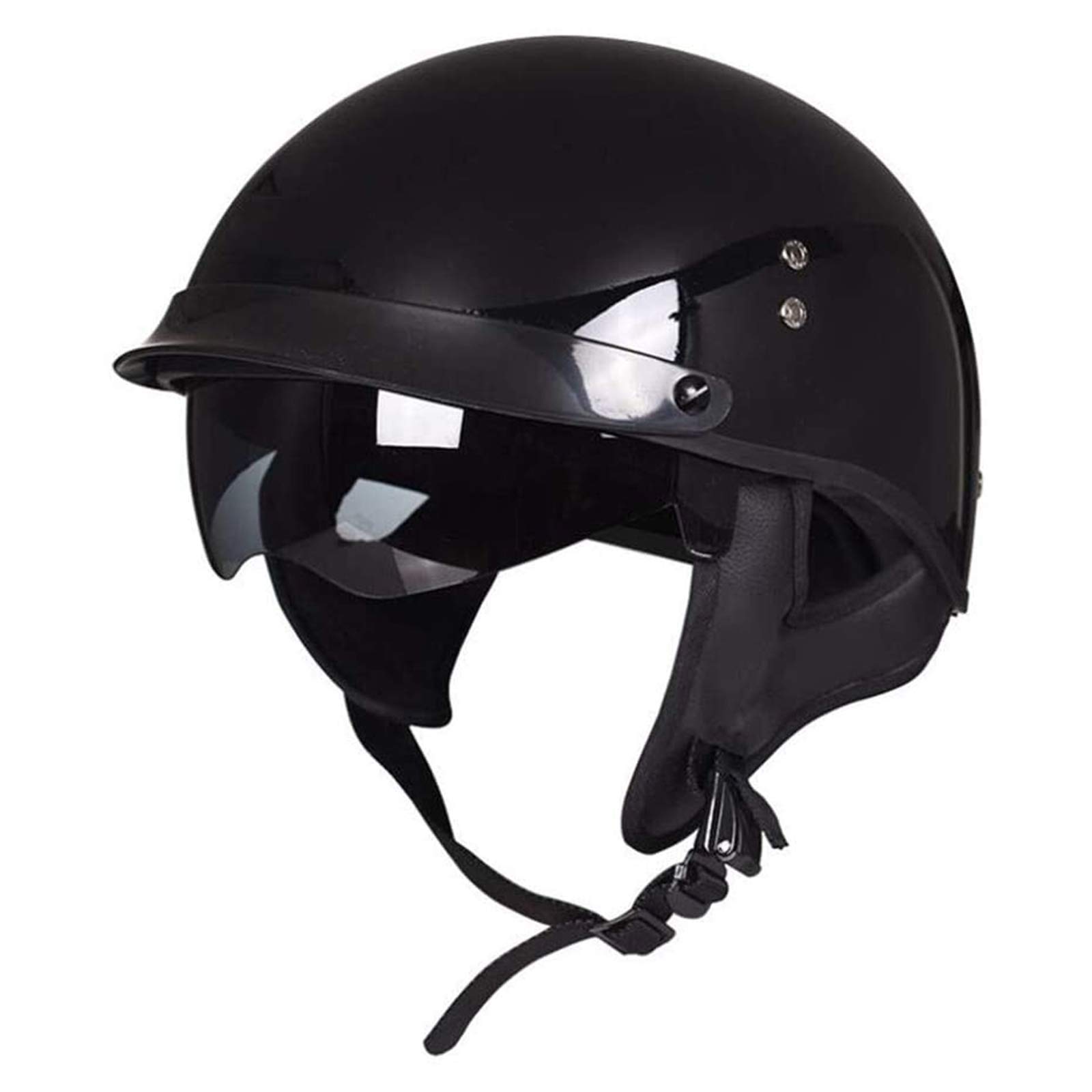 Półkask retro, półkask dla dorosłych motocykla z otwartą twarzą z włókna szklanego, hulajnoga rowerowa Classic Jet Half Helmet, dla mężczyzn i kobiet, zatwierdzony przez ECE (55-63cm)