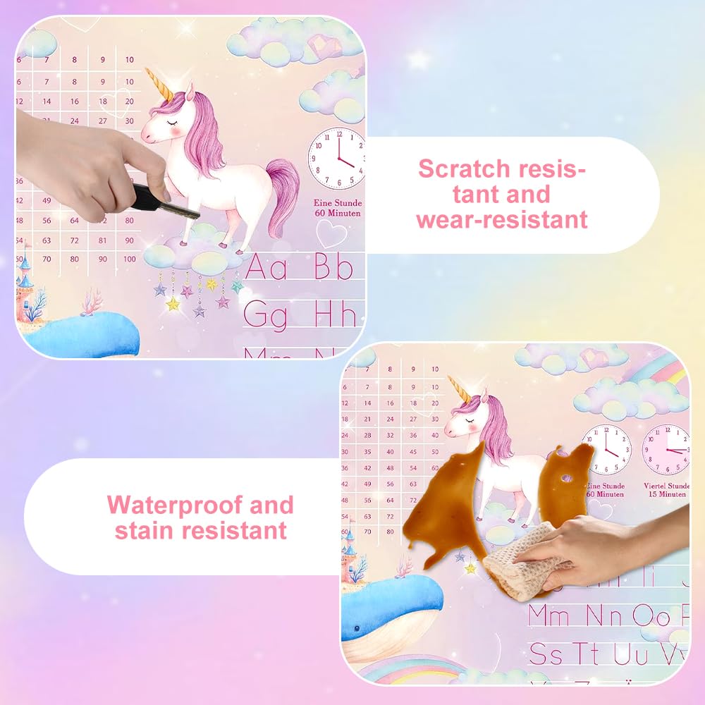 Sottomano in Pelle per Bambini Ragazze Unicorno, Pad per Ufficio Rosa, 60x40 cm