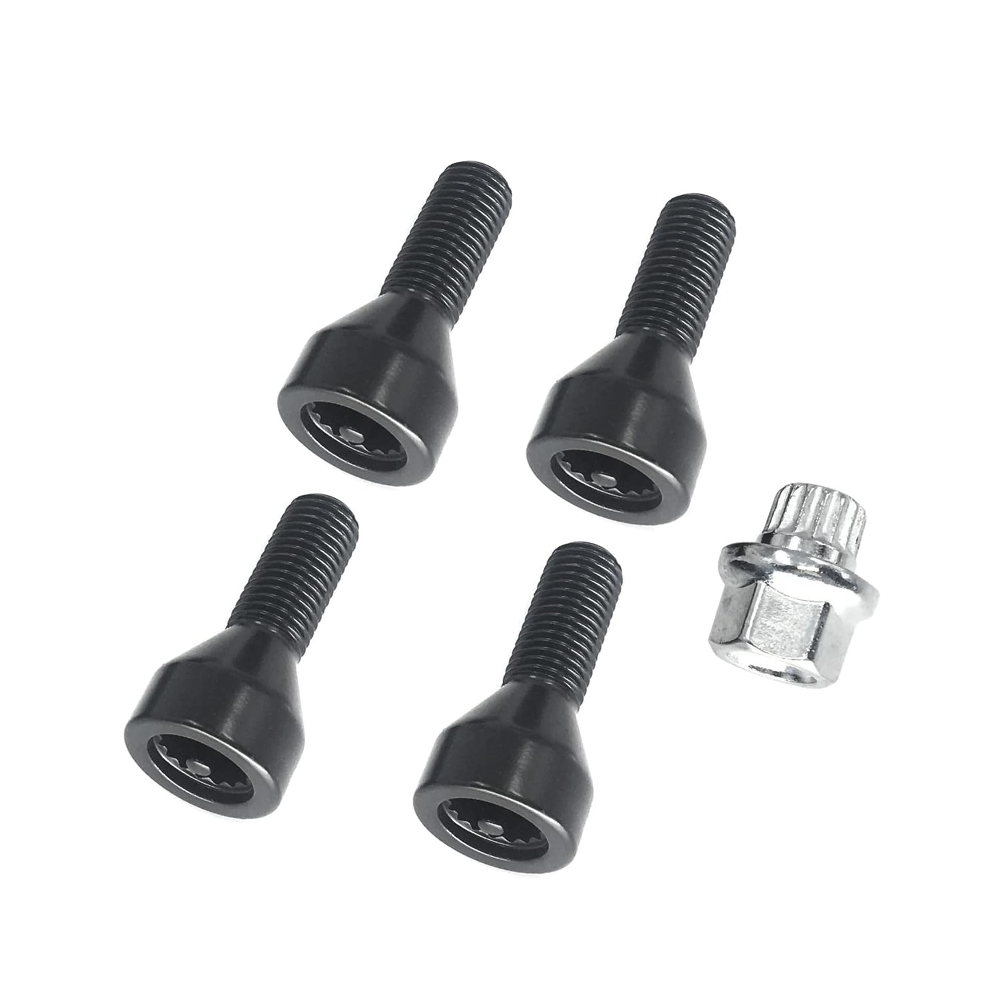 Set of 5 Pcs Wheel Stud & Bolt Locks Compatible with BMW 318i 325e 530i 550i 650i M5 M6 330Ci 330i 330xi 735iL 750iL 735i 325i 325is 36136786419 36131180882