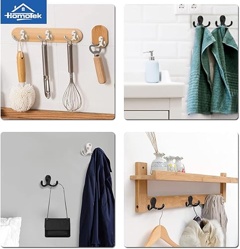 Miniatura 7 de HOMOTEK Paquete de 8 ganchos resistentes para abrigos montados en la pared de doble punta (izquierda y derecha) a prueba de óxido, accesorios retro