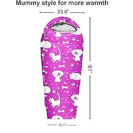 KidzAdventure Mummy Style 32 - 59F Kids Sleeping Bag with Pillow Sleeve, 4 Season, Lightweight and Backpacking Style, Ideal for Camping, Sleepover, Boys, Girls, Youth and Toddlers - Best Friends Kids