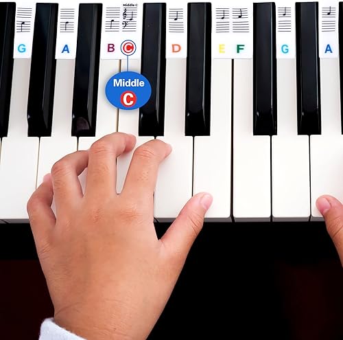 Miniatura 7 de Etiquetas de notas de teclado de piano de silicona extraíbles, calcomanías de teclado de piano para principiantes y niños, 61 teclas 11 de tamaño