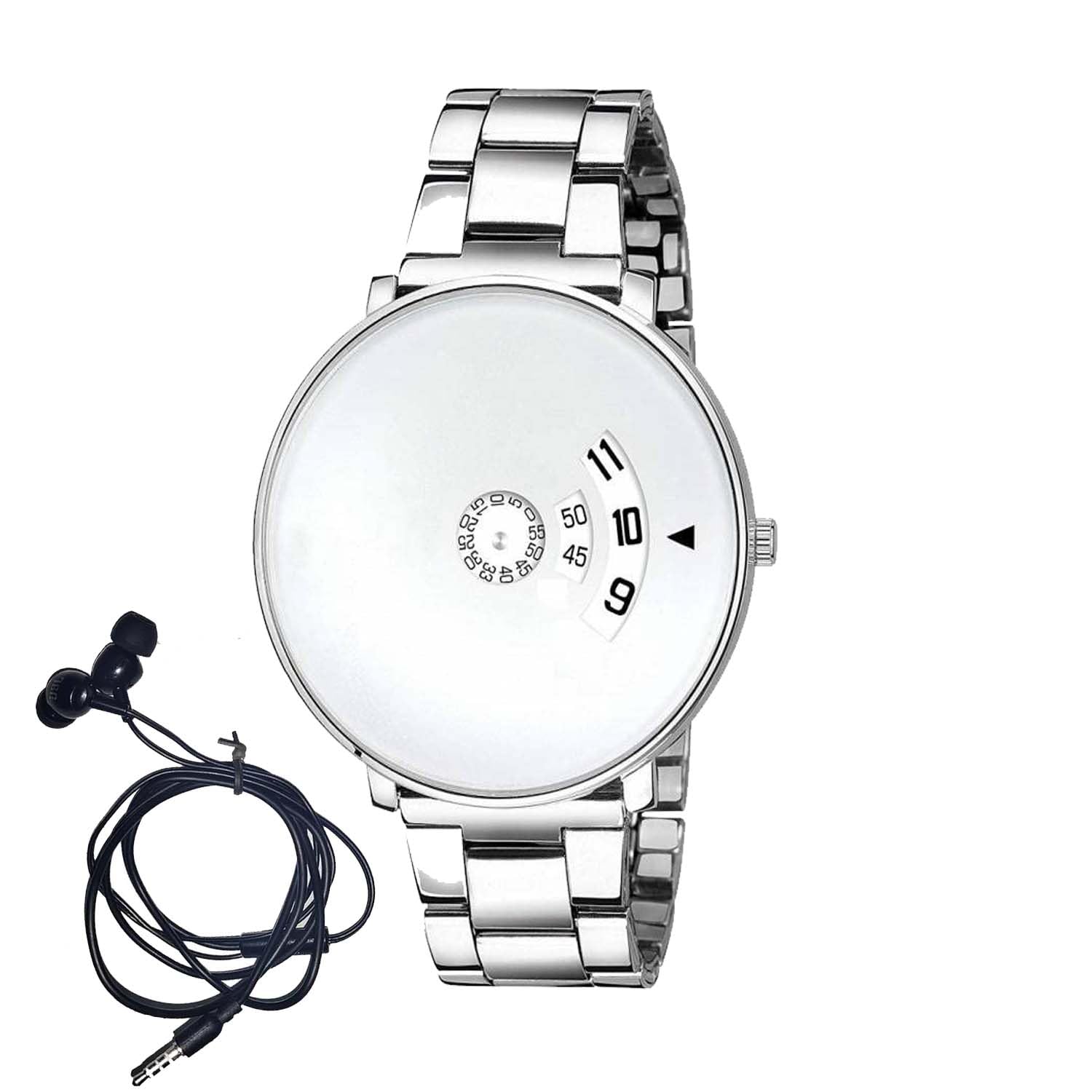 Mens and Boys White Quartz Watch with Analog Display and Stainless Steel Strap Paidu Analog,Sport Watch (with Earphone) Pack of 1 (B0CTK81WR9) Amazon Price History, Amazon Price Tracker