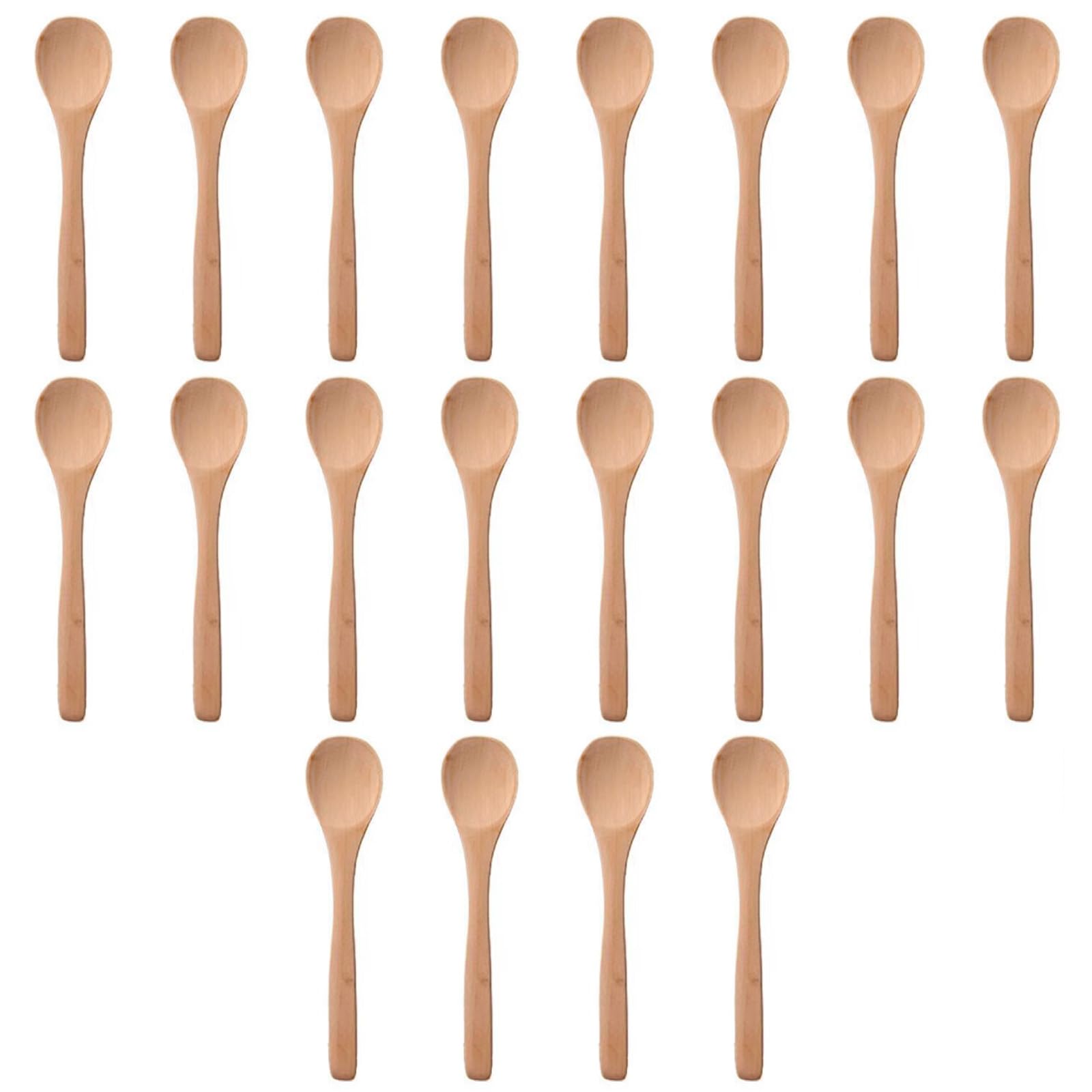 20 Stück Küchenlöffel aus Holz, Suppenlöffel aus natürlichem Holz, langer Griff, Honigkaffee, Milchlöffel, Gewürzlöffel, Geschirr, Honig-Teelöffel, geeignet für Gewürze, Eis, Kuchen