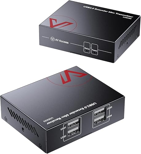 AV Access USB Over Ethernet Extender Kit, USB 2.0 480Mbps, 4-Port Hub